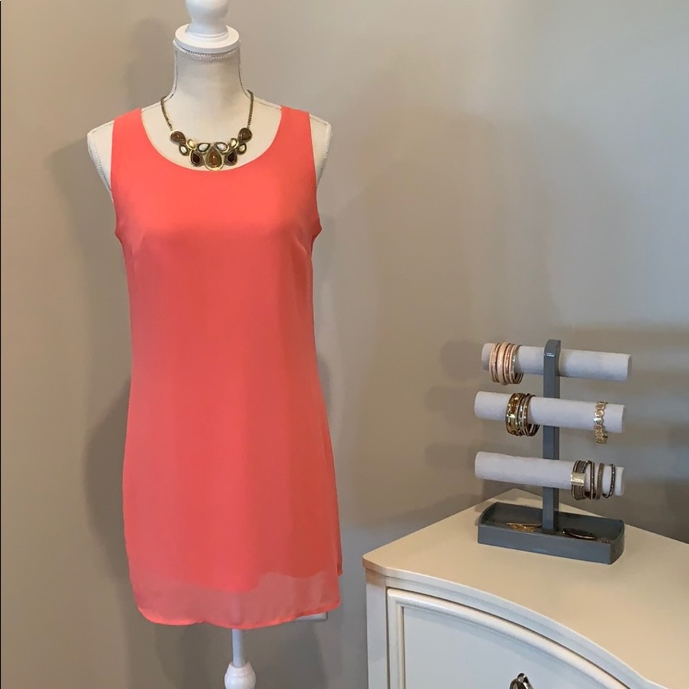S Coral Midi Dress with patterned back